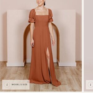 Revelry Bridesmaid Chiffon Maeve Rust Dress